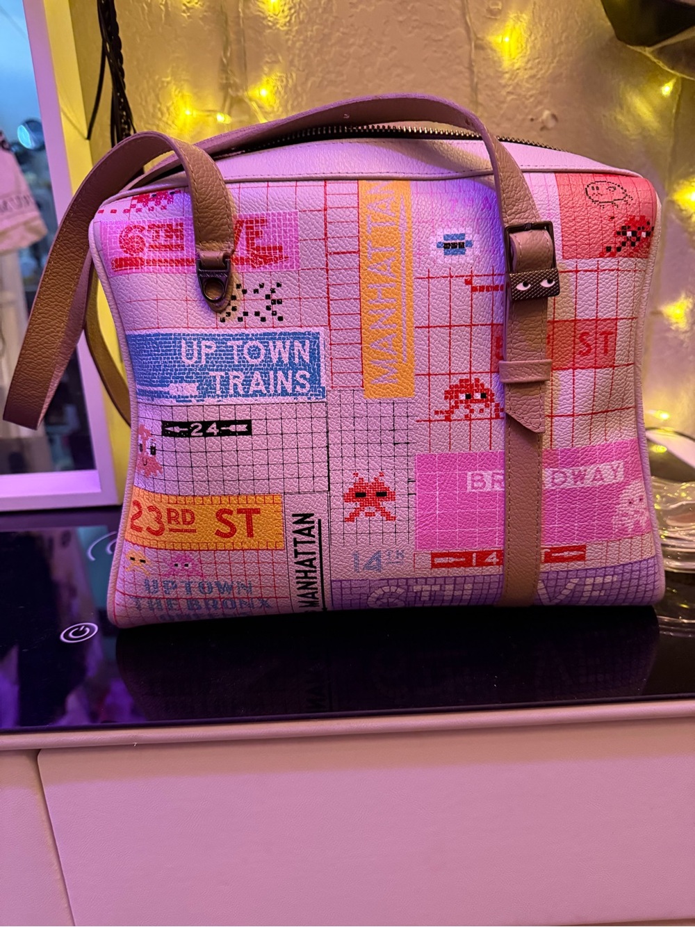 Min & Mon Esther Satchel in Subway Stories print